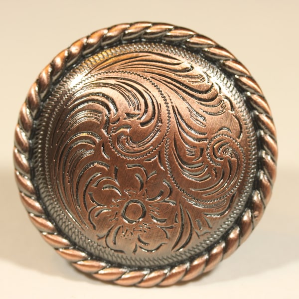 Fancy Western Style Knob - Antique Copper