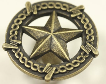 Star With Barbed Wire Knob - Antique Brass