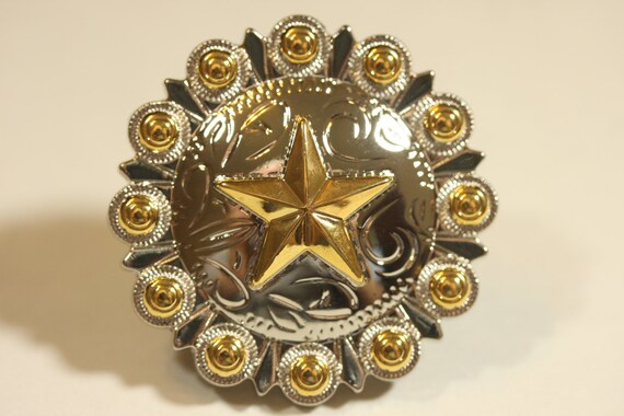 Fancy Western Style Star Cabinet Knob Two Tone Etsy