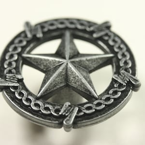Western Style Star With Barbed Wire Knob - Antique Silver