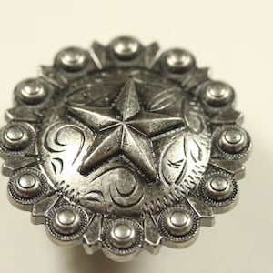 Fancy Western Style Star Cabinet Knob - Antique Silver