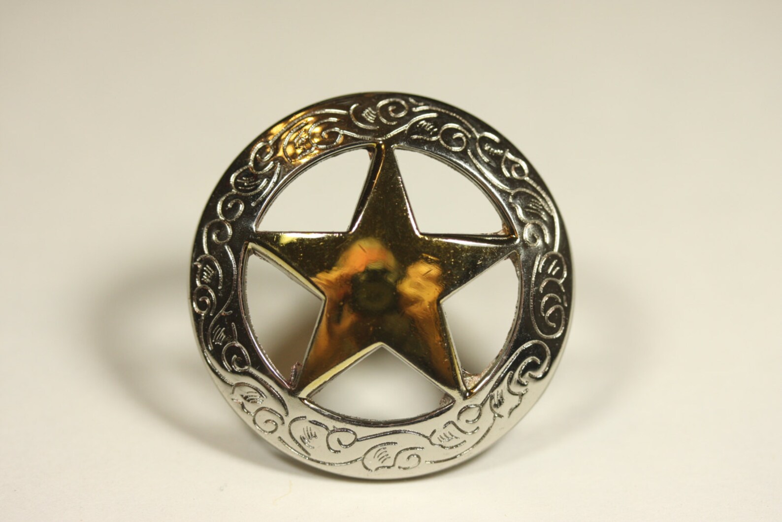 Engraved Star Knob Two Tone Etsy
