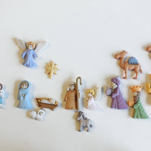 18 Piece Nativity Button Set Etsy