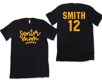 Custom Senior Football Mom Shirt – Personalized Name & Number – Unisex Tee - Senior Mama