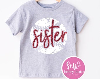 Baseball Sister T-Shirt - Baseball Sister Shirt - Baseball Sister - Baseball T-shirt - Glitter