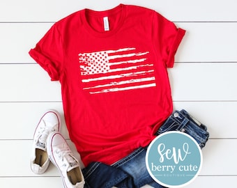 Distressed American Flag T-Shirt -  Patriotic Shirt - 4th of July - USA