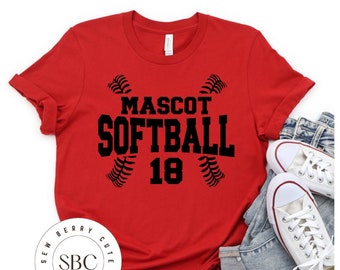 Softball Mascot Shirt - Custom Softball Shirts - Softball Tees - Softball Mom Shirt - Mom Tees - Personalized - Team Shirts