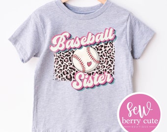 Baseball Sister T-Shirt - Little Sister Biggest Fan - Baseball Sister Tee - Little Sister Tee - Leopard Print