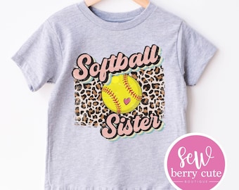 Softball Sister T-Shirt - Little Sister Biggest Fan - Softball Shirt - Softball Sister Tee - Little Sister Tee - Leopard Print