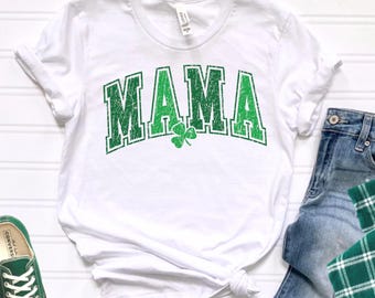 Lucky St Patrick’s Day T Shirt, Green Distressed Varsity LUCKY Tee, Bella Canvas Unisex Shamrock Top