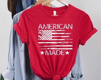 American Made T-Shirt - Patriotic Shirt - 4th of July - Distressed Flag - USA T-shirt