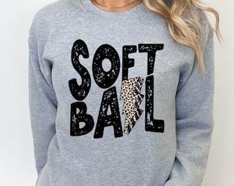 Softball Sweatshirt - Softball Shirt - Softball Mom - Softball Life - Softball player Shirt - Leopard - Lightning Bolt