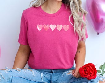 Valentine Hearts T Shirt, Cute Valentine Graphic Tee, Valentines Day Top for Women, Kids