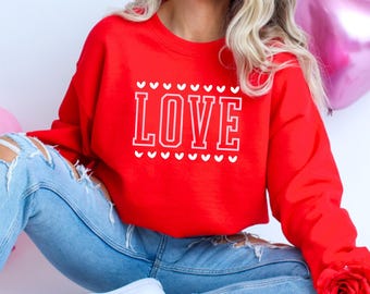 Love Crewneck Sweatshirt, Valentine, Cozy Pullover