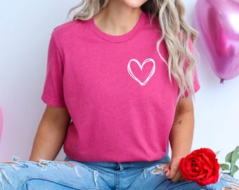 Valentine Hearts T Shirt, Cute Valentine Graphic Tee, Valentines Day Top for Women, Kids