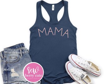 Mama Shirt - Mama Tank Top - Mom Shirt - Mom Life - Metallic Pink