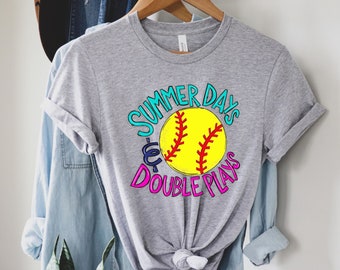 Softball Shirt - Summer Days and Double Plays - Softball Player - Softball Mom - Softball Life