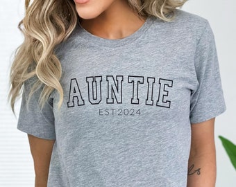 Custom Aunt Shirt, Auntie Est 2024 Shirt, Gift for Auntie, Pregnancy Announcement, New Aunt Gift, Cool Aunt Club