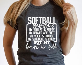 Softball Mom Shirt | Wallet Empty | Heart Full | Softball Shirt | Softball