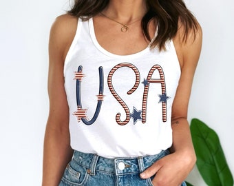 USA Tank Top - Patriotic Shirt - 4th of July - Stars and Stripes