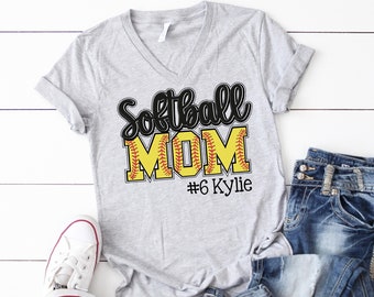 Custom Softball Mom Shirt - Personalized Softball Mom T-shirt - Custom Softball T-shirt - Personalized Mom Shirt