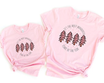 It's the Most Wonderful Time of Year - Mom and Me Matching Shirts - Christmas Shirt - Crewneck Sweatshirt - Kids Christmas - Pink Leopard