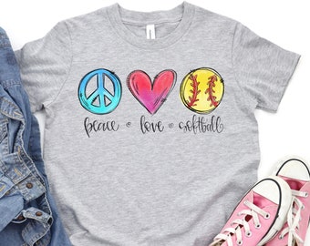 Softball Shirt | Peace Love Softball | Softball Player Shirt | Softball Sister | Softball Mom