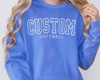 Custom Softball Sweatshirt - Custom Baseball Shirt - Comfort Colors Sweatshirt - Personalized Crewneck - Baseball Mom - Softball Mom