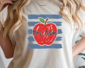 Personalized Apple Teacher Shirt | Custom Teacher Name Shirt | Bella Canvas® Back to School Tee | Teacher Gift