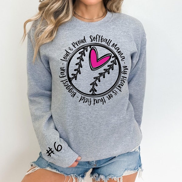 Custom Softball Mama Sweatshirt - Softball Mama Crewneck - Loud and Proud Softball Mama - Biggest Fan Sweatshirt - Softball