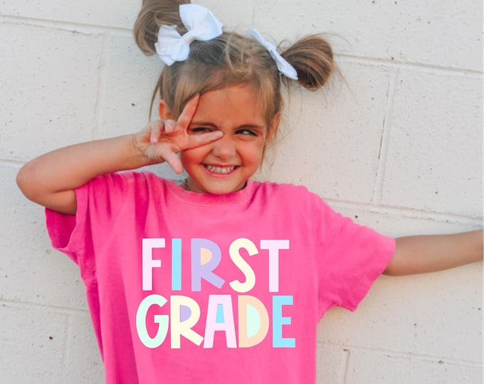 Featured listing image: First Grade - Second Grade - Third Grade - Fourth Grade - Fifth Grade - Teacher Shirt - Kids Back To School Shirt - Comfort Colors Tshirt