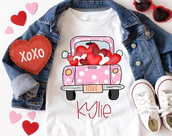 Personalized Valentine Shirt - Girls Valentine's Day Shirt - Valentine Truck Shirt - Baby Girl Valentine Shirt - Custom Shirt - Kids Tshirt