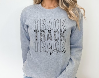 Track Mom Sweatshirt - Track Mom Crewneck - Track Mom Shirt - Track Shirt - Leopard Print - Sports Mom