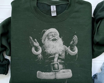 Santa Crewneck | Custom Color | Unisex Gildan Christmas Sweatshirt | Vintage Santa Holiday Top
