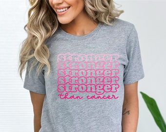 Breast Cancer Awareness T-shirt - Stronger than Cancer - Pink Ribbon - Cancer Survivor - In October We Wear Pink