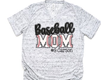 Custom Baseball Mom Shirt - Personalized Baseball Mom T-shirt - Custom Baseball T-shirt - Personalized Mom Shirt