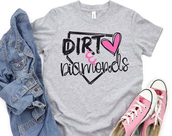 Softball Shirt | Dirt & Diamonds | Baseball Shirt | Softball Player Shirt | Softball mom Tshirt | Baseball Mom Tshirt | Girls Softball Shirt