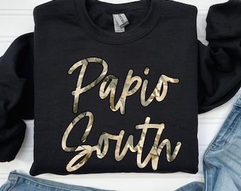 Custom Camo Mascot Crewneck | Personalized School, Team, or Name | Black Unisex Gildan Sweatshirt