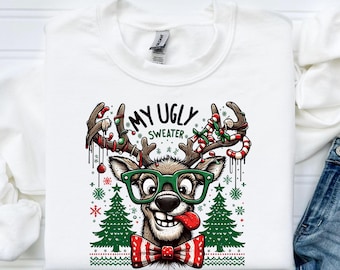 Ugly Sweater Crewneck – Reindeer Christmas - Pullover
