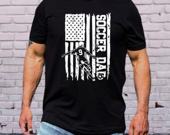 Soccer Dad Shirt Personalized, Custom Number Player Tee, USA Flag, Game Day, Father's Day Gift
