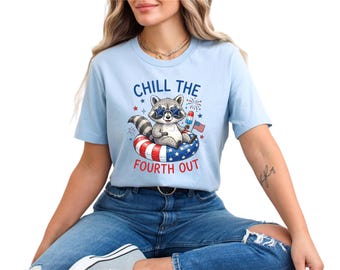 Chill the Fourth Out - Racoon - Pool - Patriotic Shirt - 4th of July - 1776-2026