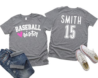 Baseball Sister T-Shirt | Custom Baseball Sister Shirt | Personalized Baseball Shirt | Sibling Shirt