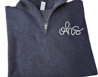 Personalized Monogram Quarter Zip Sweatshirt | Embroidered Custom Pullover | Cozy Women’s Boutique Sweatshirt