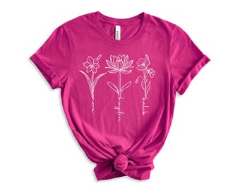 Custom Birth Month Birth Flower Shirt, Personalized Gift, Mothers Day Gift for Mom or Grandma