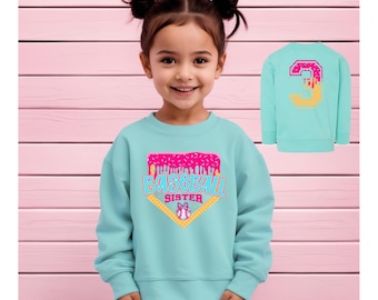 Softball Sister Drip Crewneck | Baseball Sister Sweatshirt |Custom Number | Little Sister Biggest Fan |  Game Day | Baseball Drip