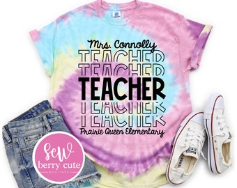 Tie Dye Personalized Teacher Shirt, Back to School