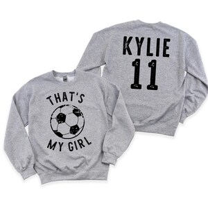 Custom Soccer Sweatshirt - Personalized Soccer Shirt - Soccer Mom Crewneck - Mother&#39;s Day Gift for Soccer Mama - Girls Soccer Sweatshirt