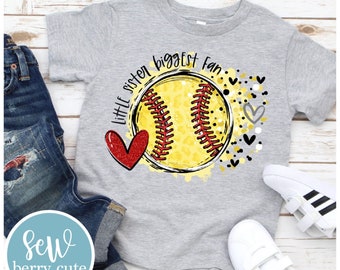 Softball Sister T-Shirt - Little Sister Biggest Fan - Softball Shirt - Softball Sister Tee - Little Sister Tee