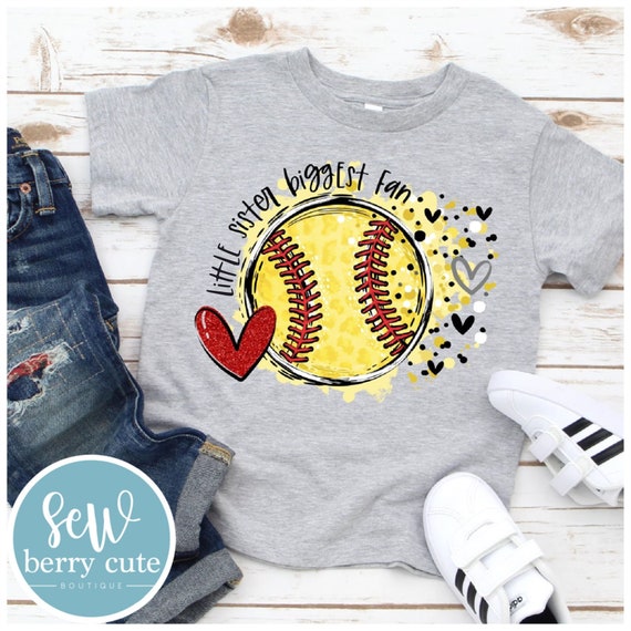 Softball-Little Sister Biggest Fan T-Shirt Softball-Little Sister Biggest Fan T-Shirt