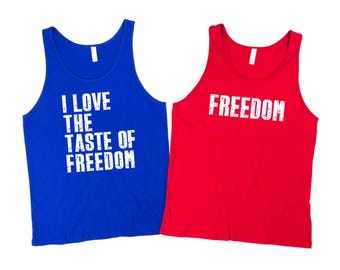 I love the Taste of Freedom Tank Tops - Couples Shirts - Patriotic Shirt - 4th of July